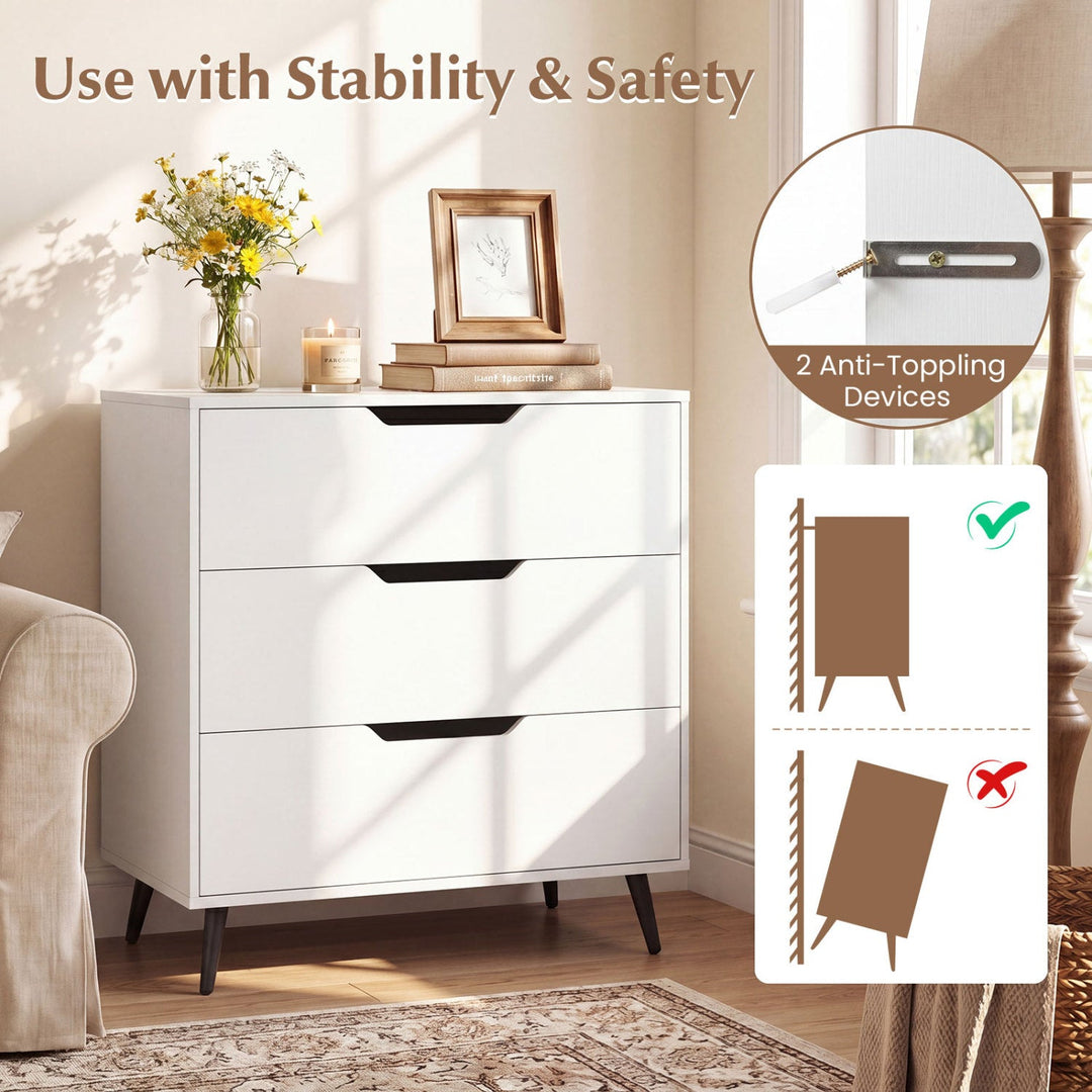 3-Drawer Wooden Dresser with Metal Legs - Rustic Farmhouse