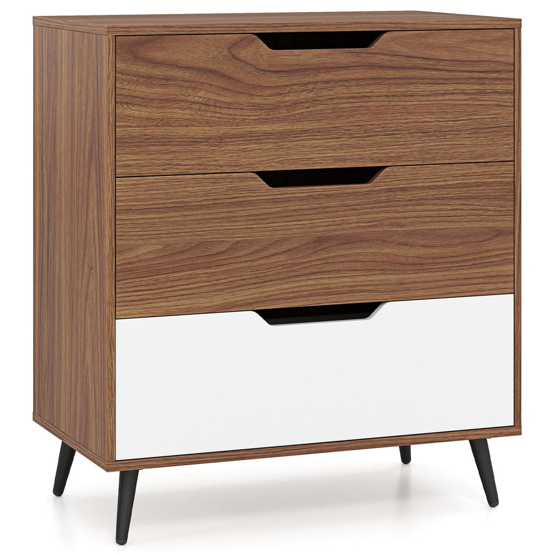3-Drawer Wooden Dresser with Metal Legs - Rustic Farmhouse