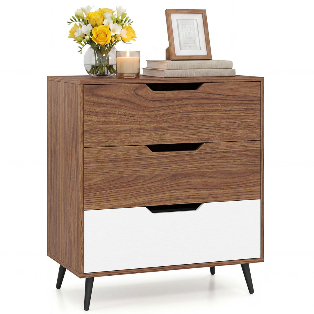 3-Drawer Wooden Dresser with Metal Legs - Rustic Farmhouse