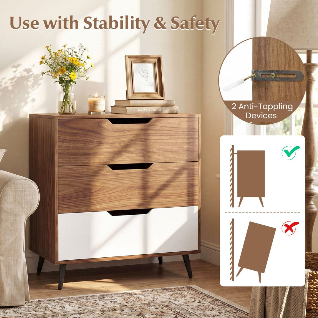 3-Drawer Wooden Dresser with Metal Legs - Rustic Farmhouse