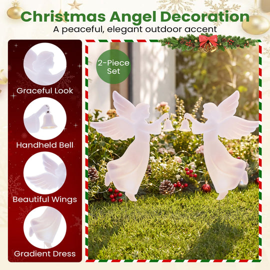 Outdoor Christmas Angel Yard Decoration Set - 3 Ft Pink