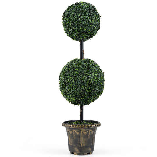 Artificial Boxwood Topiary Tree 3 FT Double Ball Shrubs