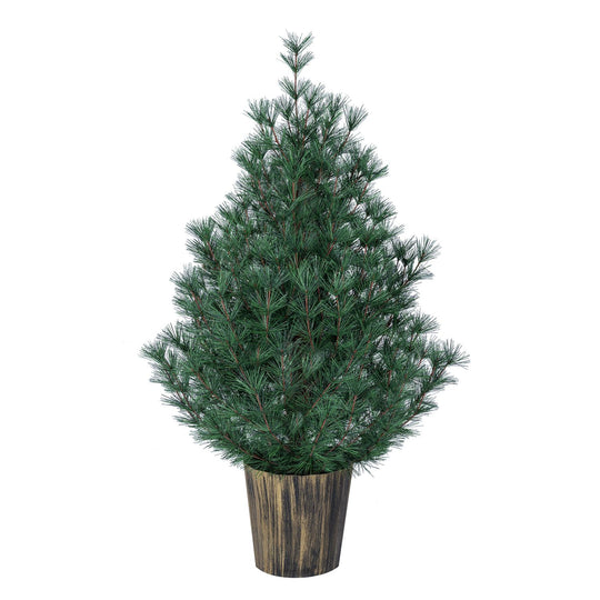 3 FT Artificial Potted Christmas Tree with Vintage Flowerpot for Front Porch