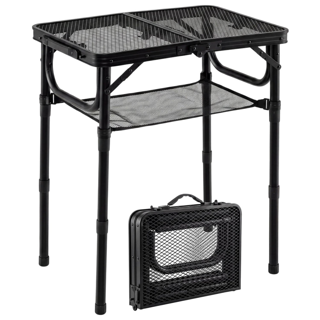 3-Height Folding Picnic Table with Large Storage Net and Handle