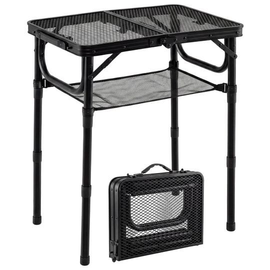 3-Height Folding Picnic Table with Large Storage Net and Handle