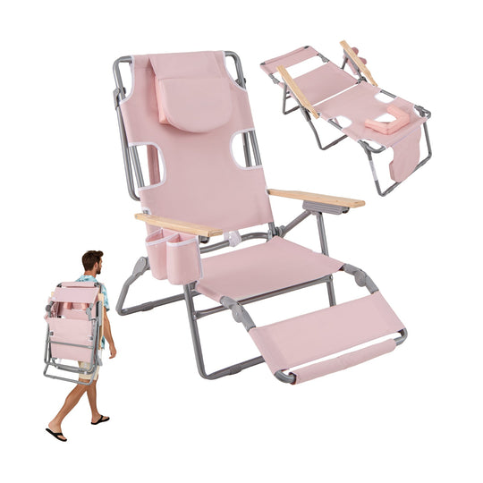 3-IN-1 Foldable Beach Chair with Footrest and Adjustable Backrest
