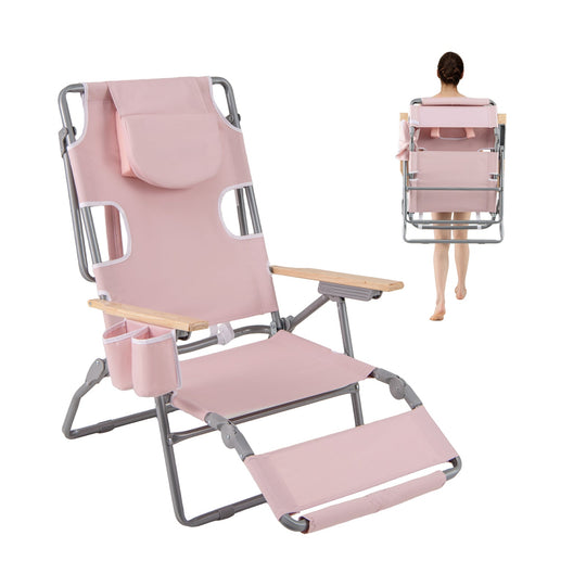 3-IN-1 Foldable Beach Chair with Footrest and Adjustable Backrest
