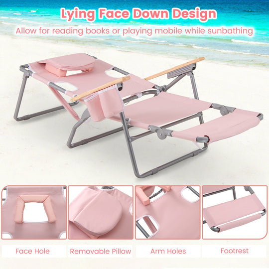 3-IN-1 Foldable Beach Chair with Footrest and Adjustable Backrest