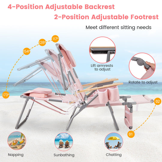 3-IN-1 Foldable Beach Chair with Footrest and Adjustable Backrest