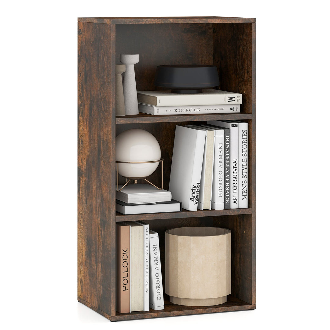 3-Tier Cube Bookcase with Adjustable Shelves for Home Office-Natural