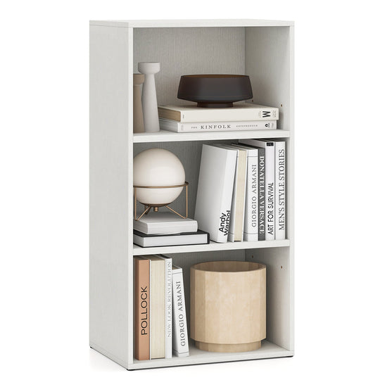 3-Tier Cube Bookcase with Adjustable Shelves for Home Office-Natural