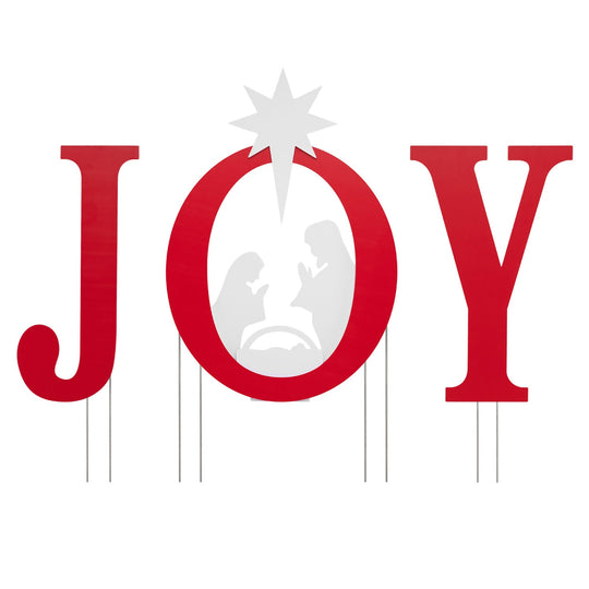 JOY Nativity Christmas Yard Sign Set with Angels - 3 Pieces
