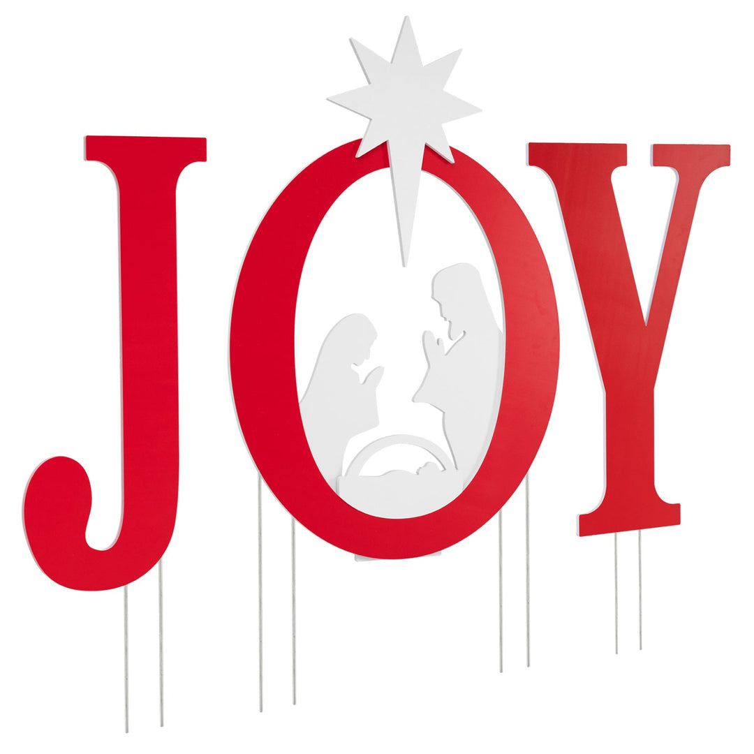 JOY Nativity Christmas Yard Sign Set with Angels - 3 Pieces