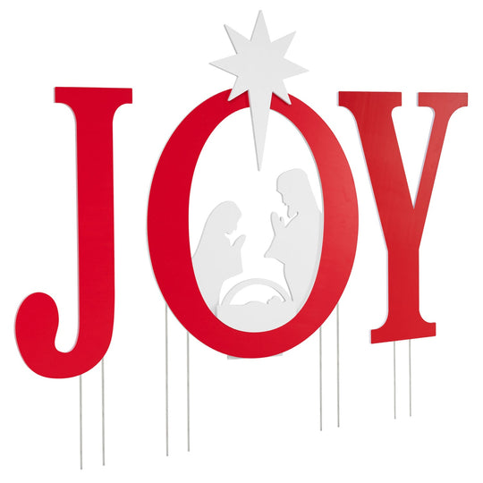 JOY Nativity Christmas Yard Sign Set with Angels - 3 Pieces