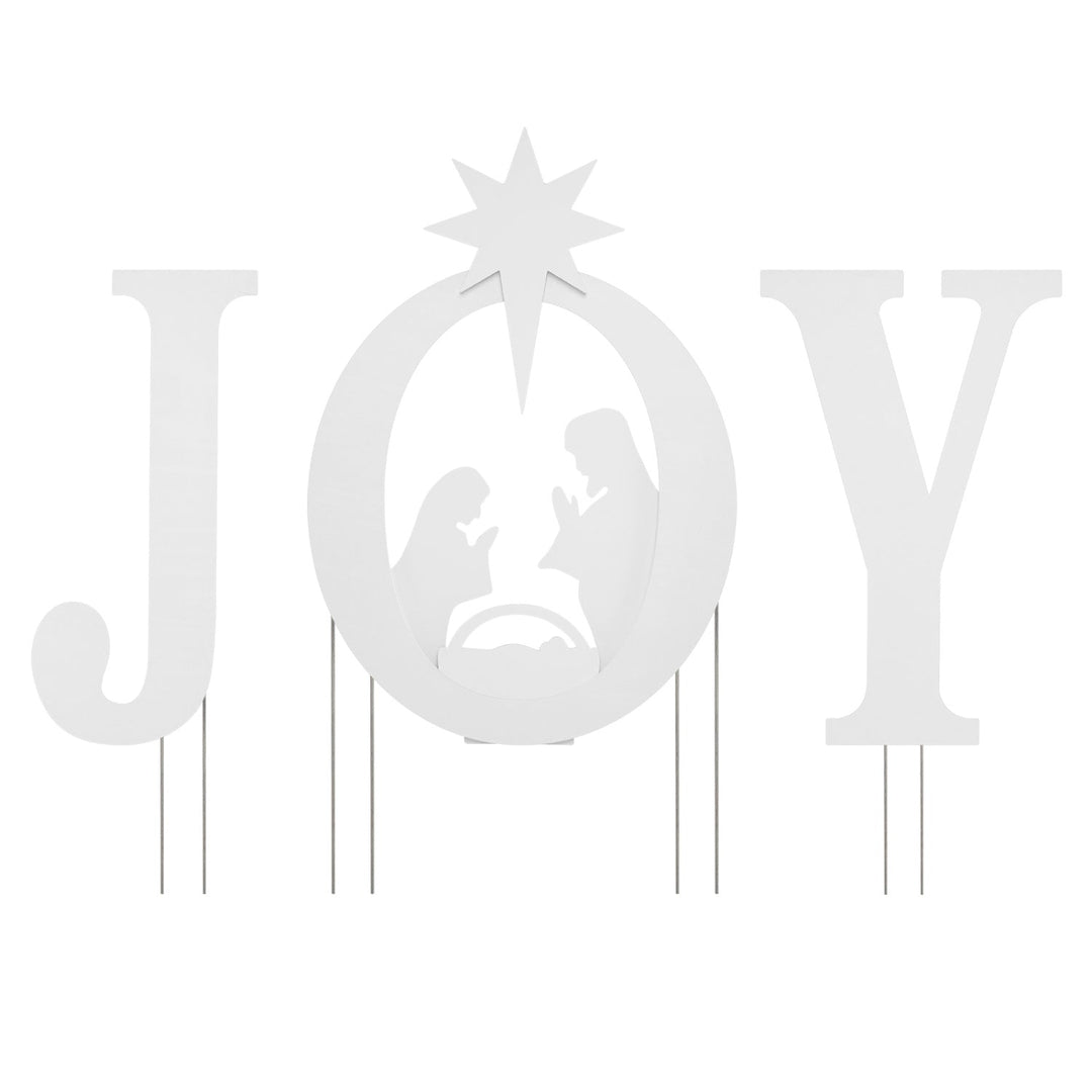 JOY Nativity Christmas Yard Sign Set with Angels - 3 Pieces