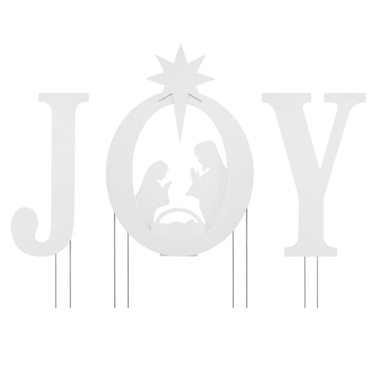 JOY Nativity Christmas Yard Sign Set with Angels - 3 Pieces