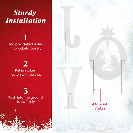 JOY Nativity Christmas Yard Sign Set with Angels - 3 Pieces