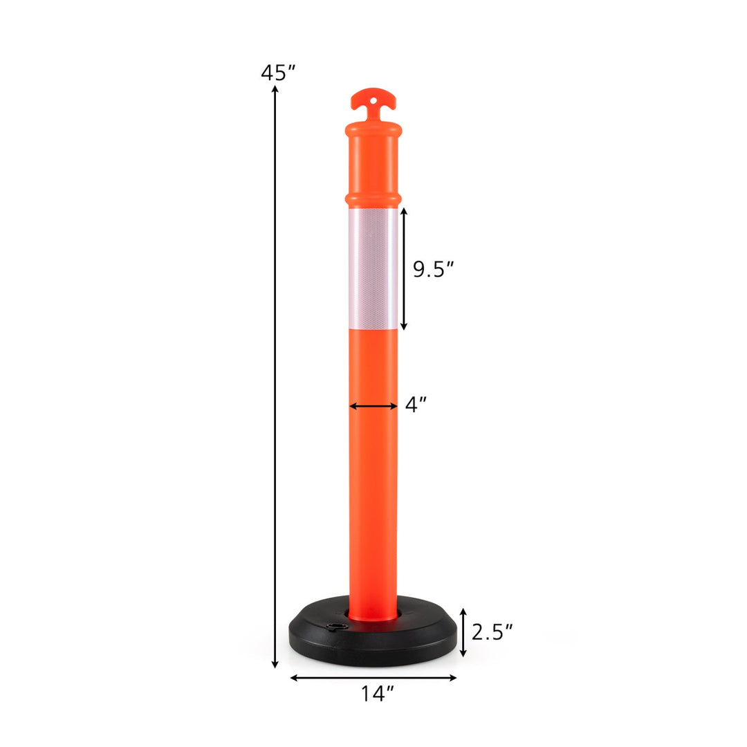 3 Pack Traffic Delineator Posts with Fillable Base for Parking Lots and Construction