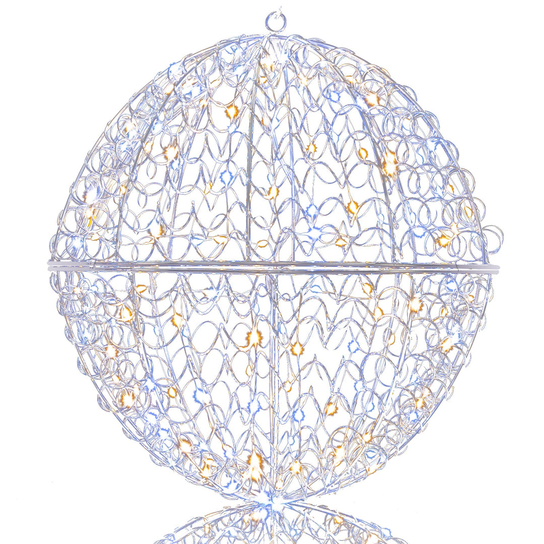 3 Pcs Lighted Christmas Balls Large Standing/Hanging Metal Sphere Lights with 435 LEDs