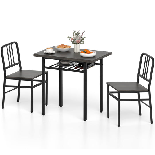 3-Piece Dining Table Set with Rectangular Kitchen Table and 2 Chairs