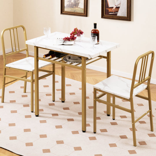 3-Piece Dining Table Set with Rectangular Kitchen Table and 2 Chairs