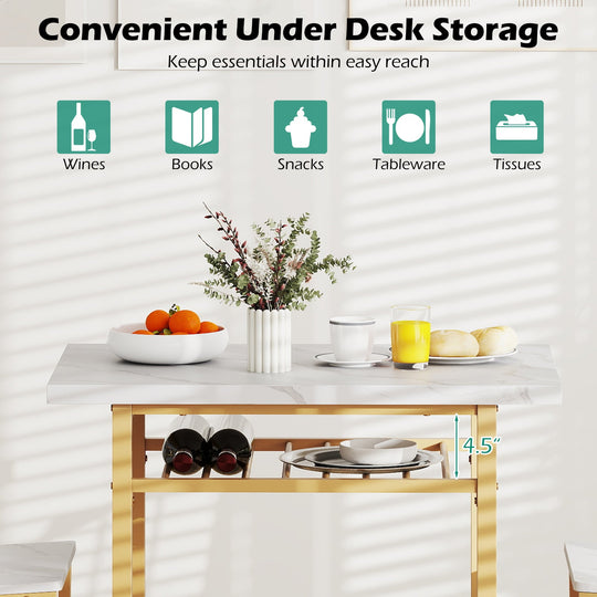 3-Piece Dining Table Set with Rectangular Kitchen Table and 2 Chairs
