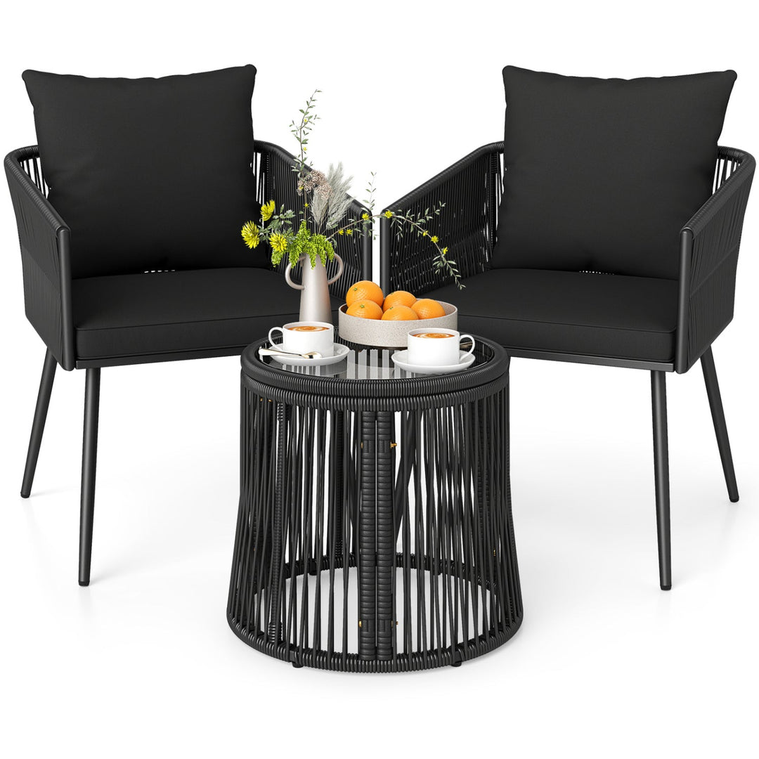 3-Piece Outdoor Furniture Set with Cushions for Porch Garden