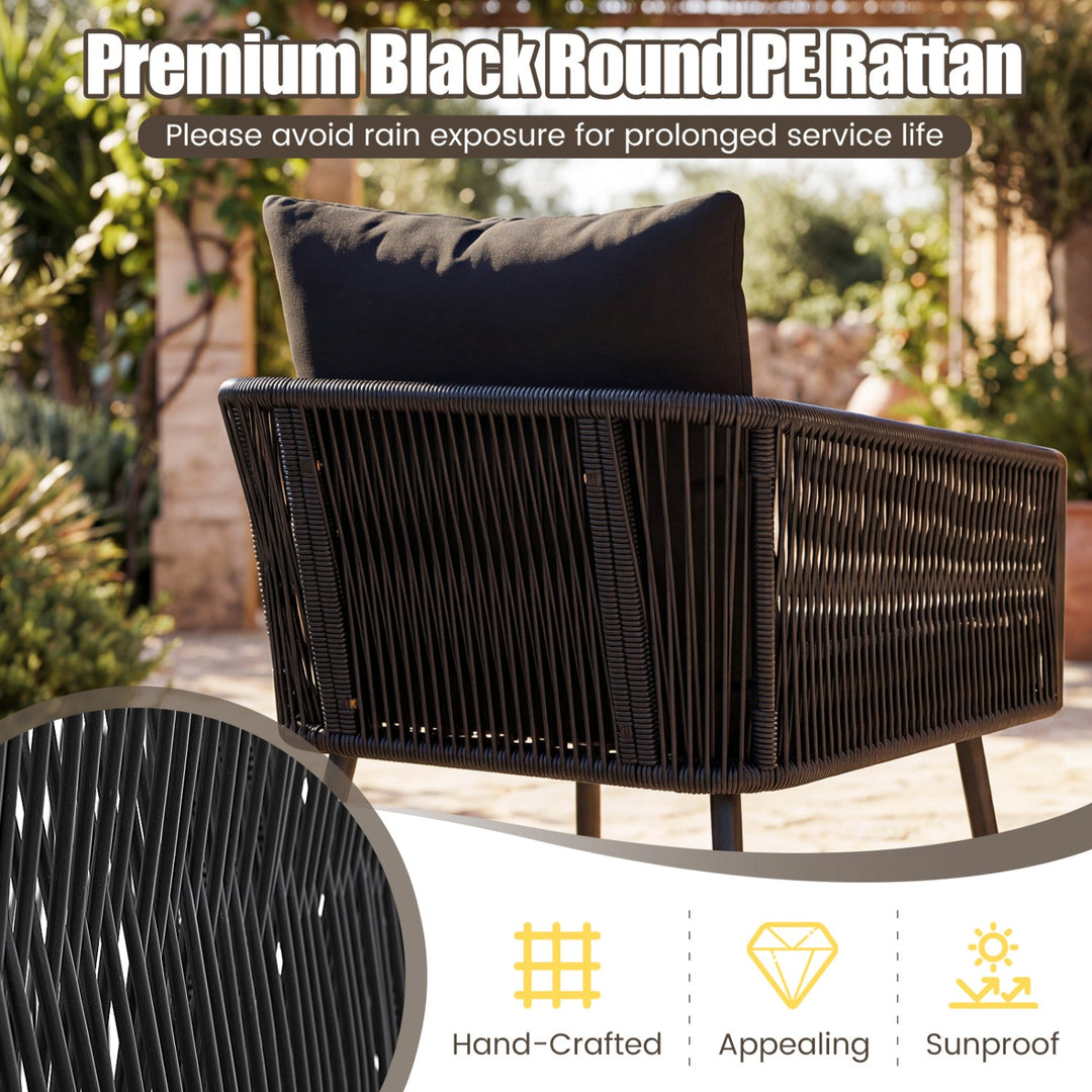 3-Piece Outdoor Furniture Set with Cushions for Porch Garden