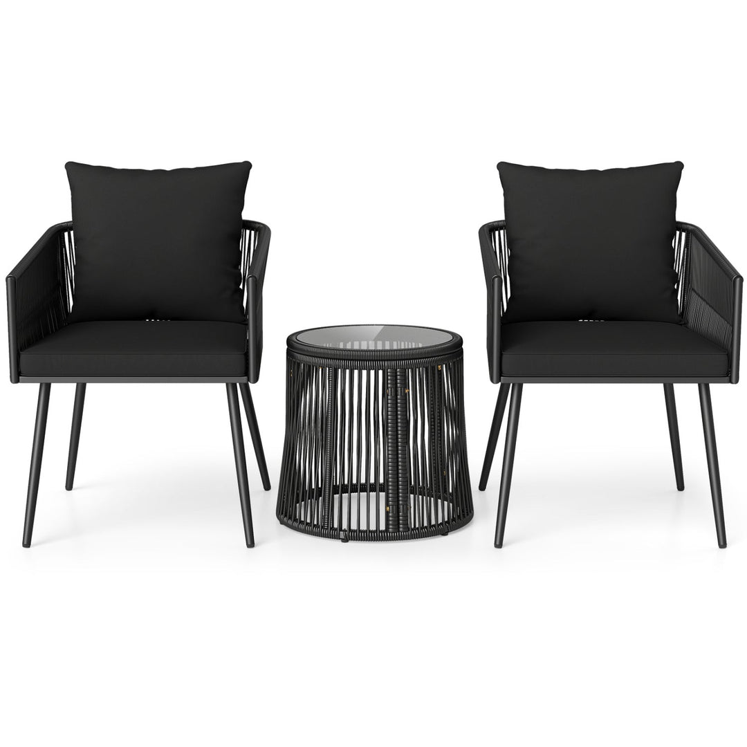 3-Piece Outdoor Furniture Set with Cushions for Porch Garden