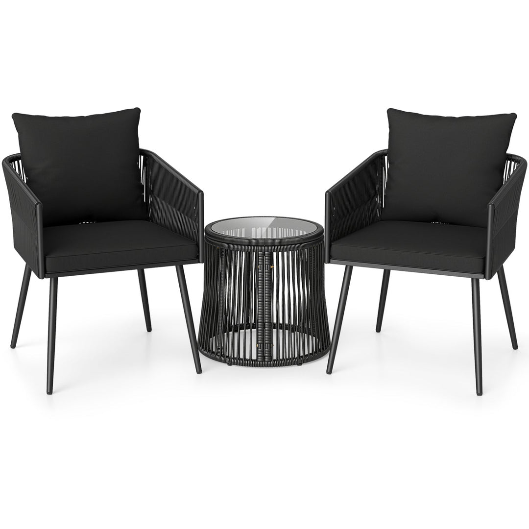 3-Piece Outdoor Furniture Set with Cushions for Porch Garden