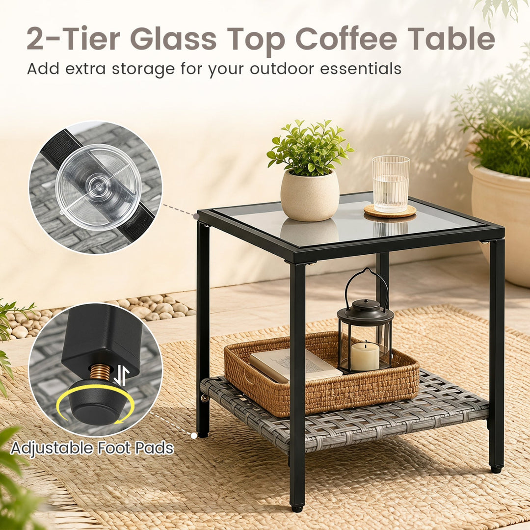 3-Piece Outdoor Rocking Chair Set with Coffee Table - Gray
