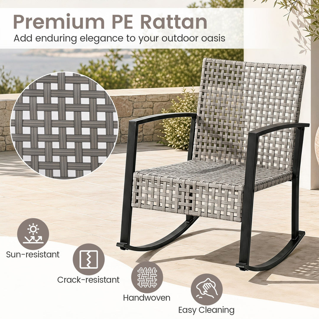 3-Piece Outdoor Rocking Chair Set with Coffee Table - Gray