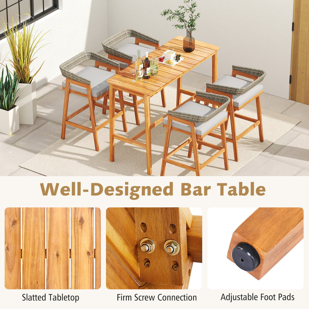 3-Piece Patio Counter Height Bar Set with Cushioned Stools