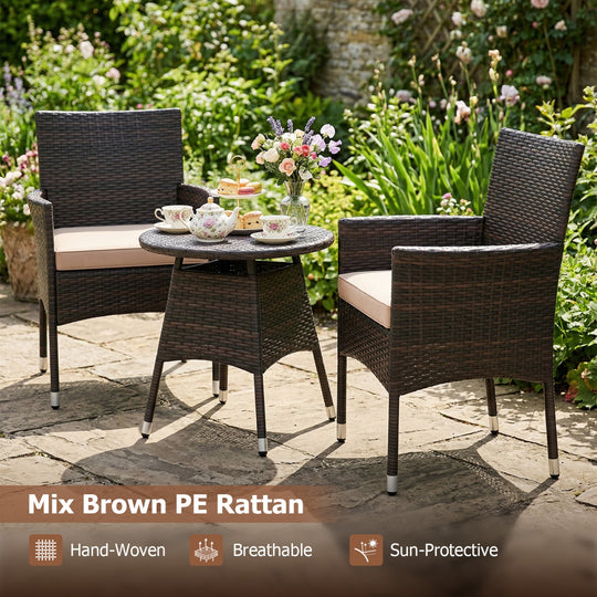 3 Piece Patio Furniture Set Outside Bistro Set for Porch