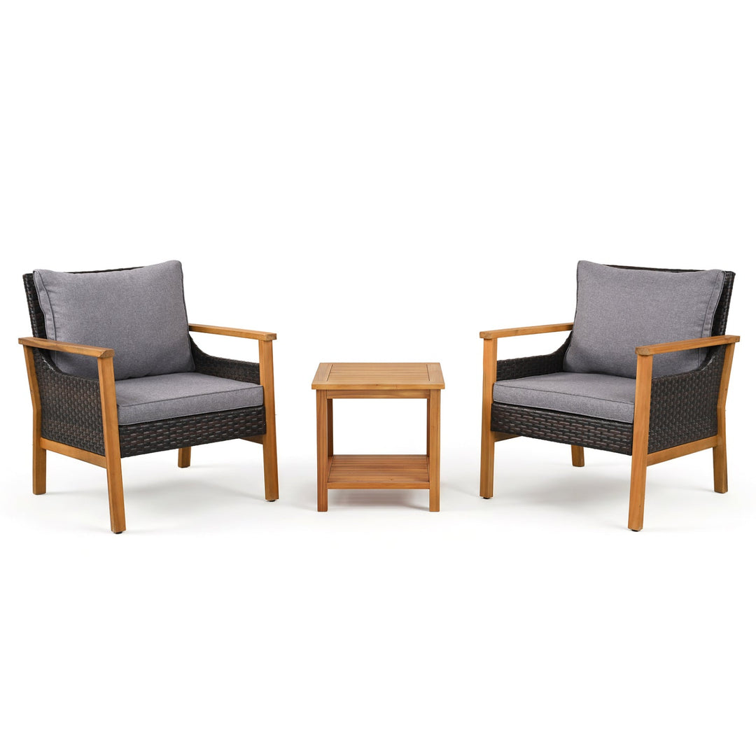 3-Piece Patio Dining Set with Cushions and Side Table