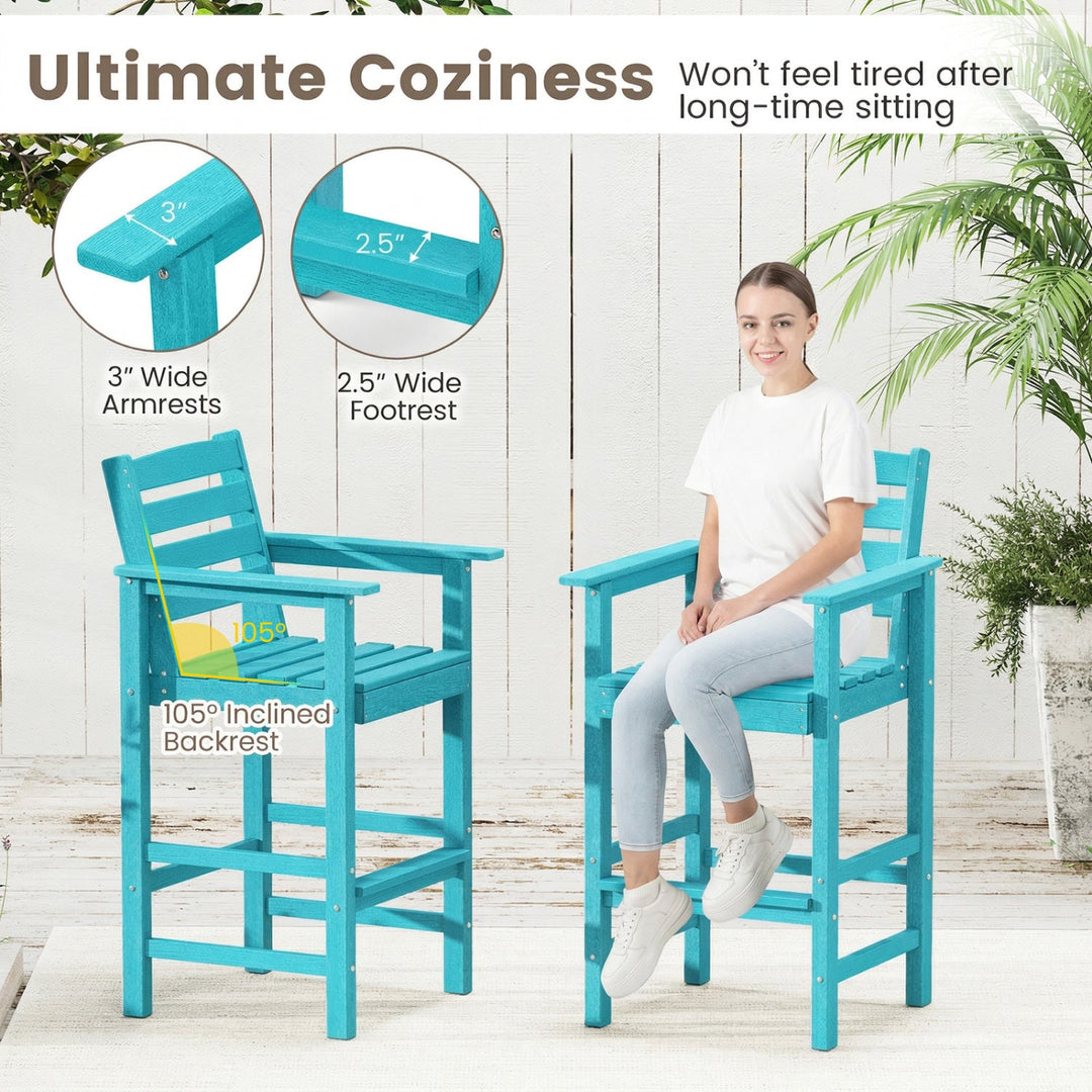 3-Piece Patio HDPE Bar Set with Square High-Top Table for Backyard and Poolside