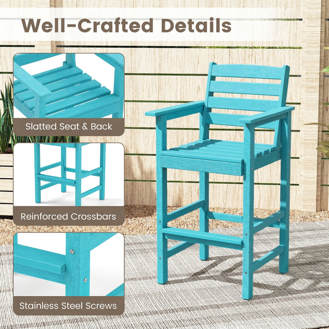 3-Piece Patio HDPE Bar Set with Square High-Top Table for Backyard and Poolside