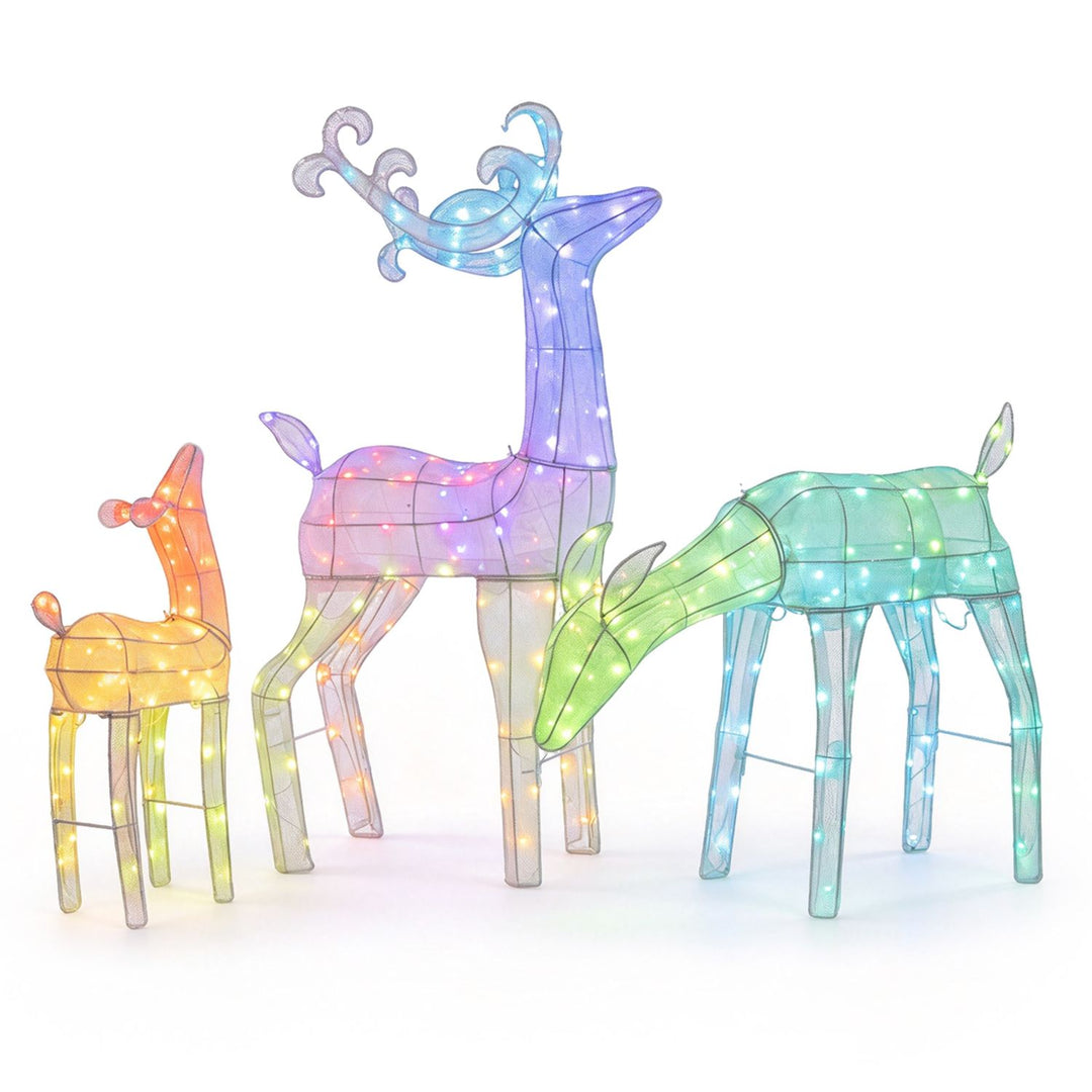 3-Piece RGB Lighted Christmas Deer Family Set with APP Control