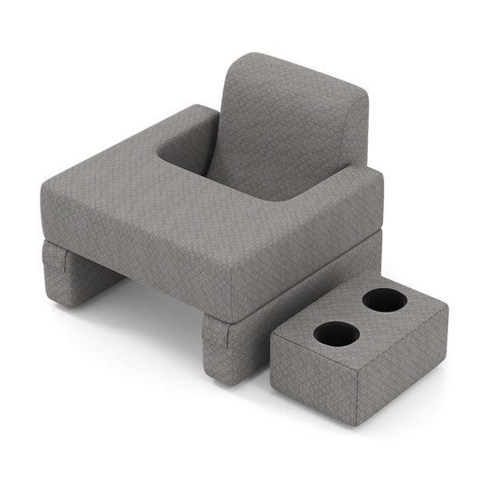 3-Piece Reading Pillow Set Extra Large Lap Desk with Coaster-Gray