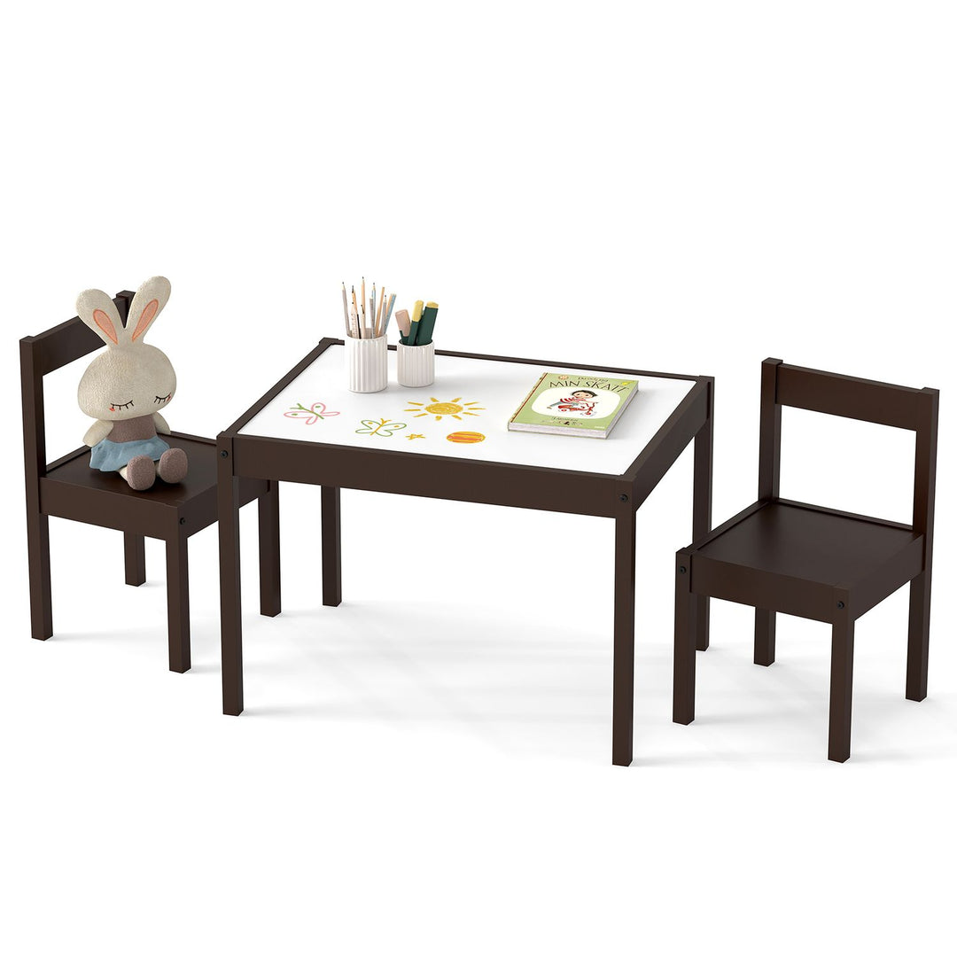 3-Piece Toddler Activity Table Set with Solid Rubber Wood Frame