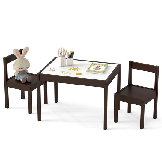 3-Piece Toddler Activity Table Set with Solid Rubber Wood Frame