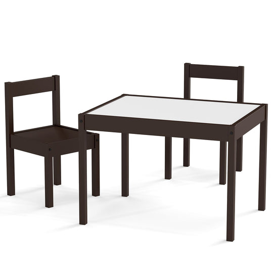 3-Piece Toddler Activity Table Set with Solid Rubber Wood Frame