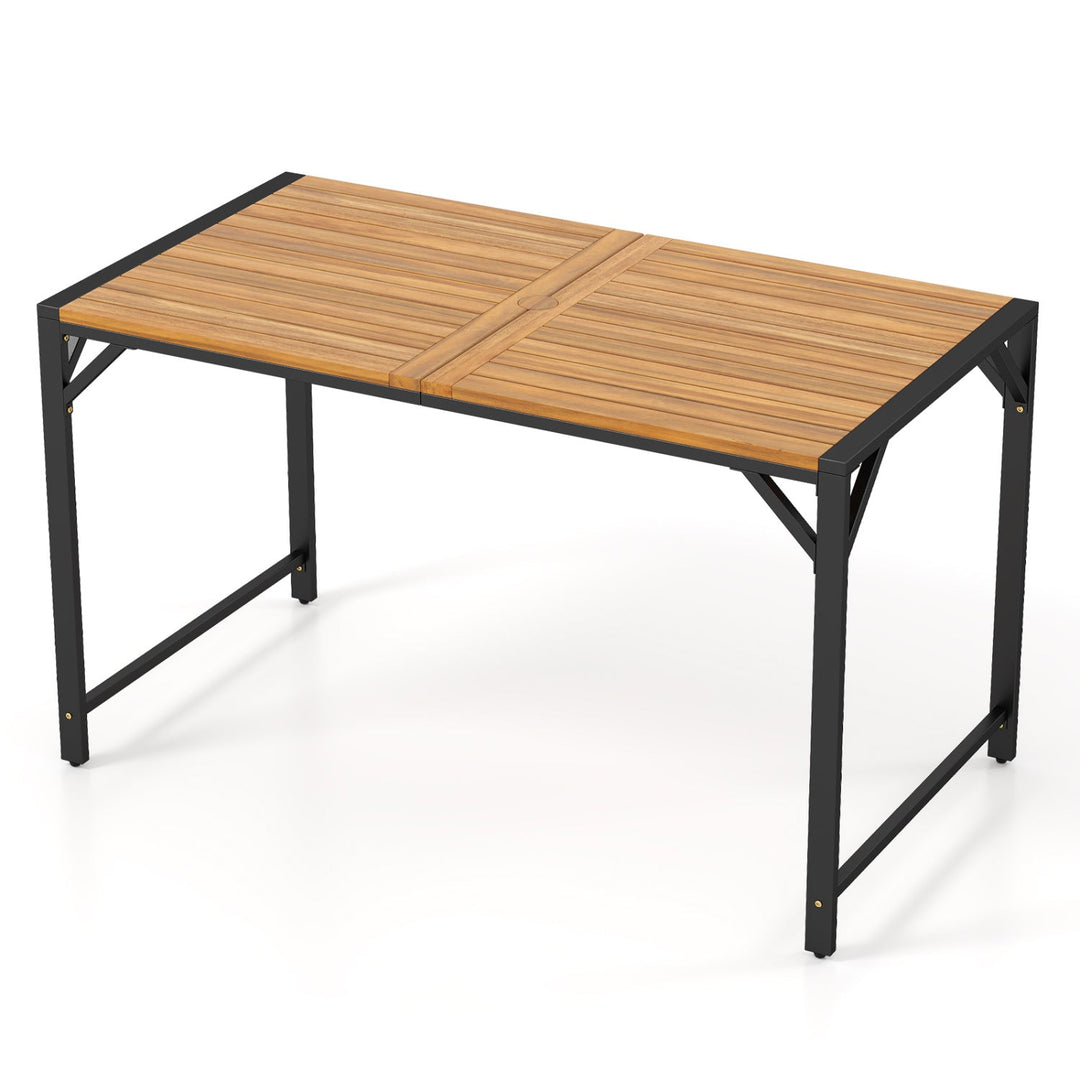 51" Acacia Wood Patio Dining Table with Umbrella Hole