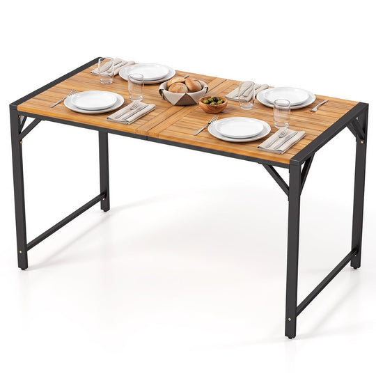 51" Acacia Wood Patio Dining Table with Umbrella Hole