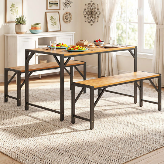 51" Acacia Wood Patio Dining Table with Umbrella Hole