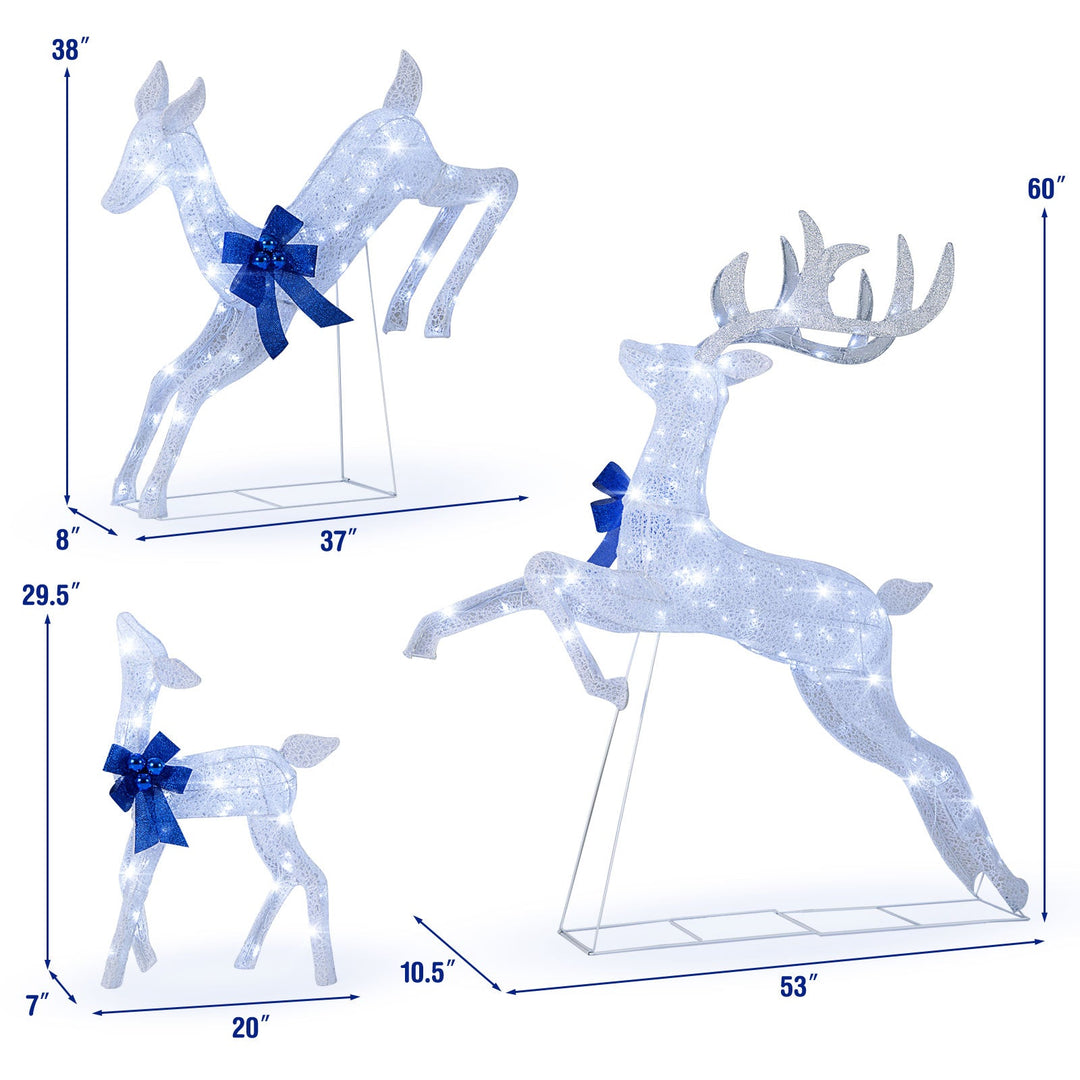 3 Pieces Lighted Christmas Reindeer Family Set with 255 Lights