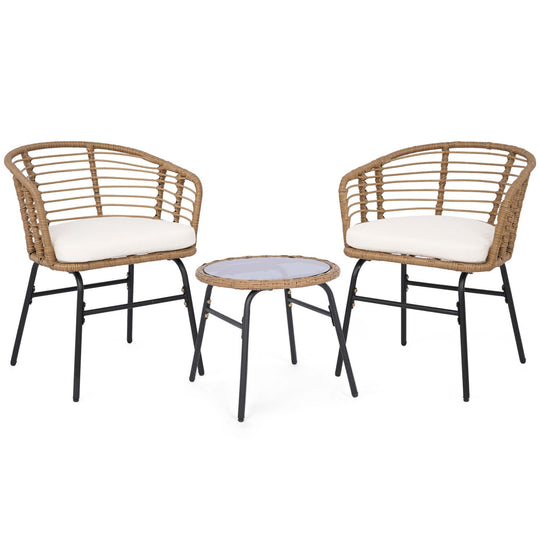 3-Piece Patio Conversation Set with Cushions