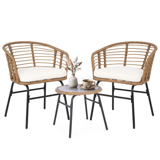 3-Piece Patio Conversation Set with Cushions
