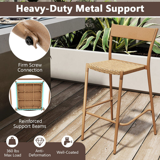 3 Pieces Patio Bar Table Set with Height Table and 2 Armless Chairs