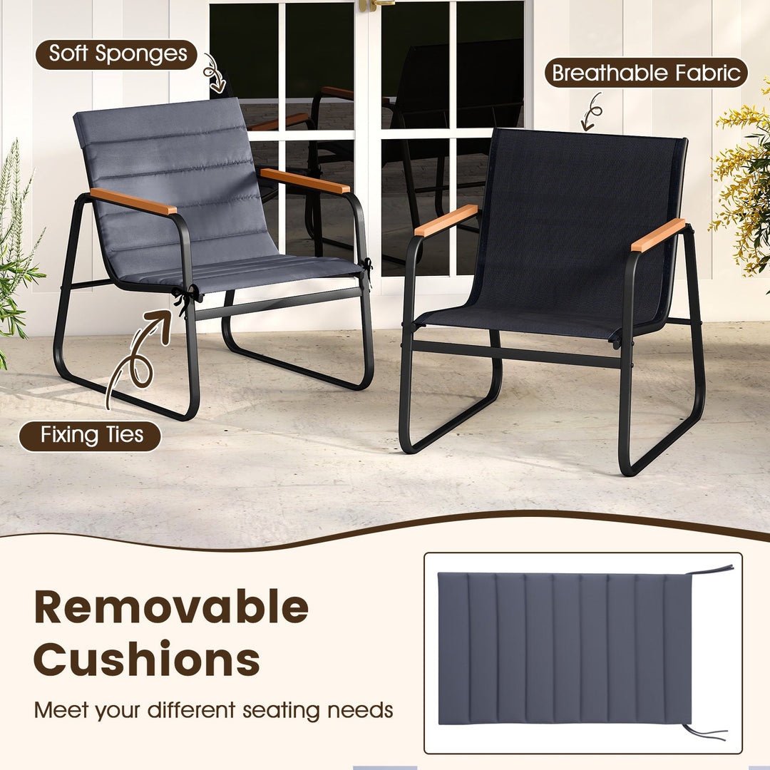 3 Pieces Patio Bistro Set Outdoor Fabric Conversation Set-Gray